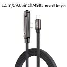 ASUS 240W Foldable Stand Type-C Cable, Built-In Phone Stand. Comes With A 90° Angled Plug, Supporting 360° Rotation And Multi-Angle Adjustment,Braided Fast Charging Cable With Multi-Function Holder, Compatible With IPhone 15-17 ProMax, IPad, Tablet, Designed Specifically For Gaming, It's The Perfect Easter Gift To Give To A Friend. - Black - View 8