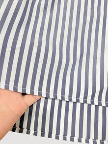 Women's Fashion Casual A-Line Striped Ruffle Hem Versatile Skirt Spring - Navy Blue - View 9
