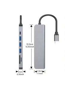 Type-C 6合1擴充塢，支援 4K 30Hz 高畫質影片輸出、PD100W 供電、USB 2.0/3.0 接口、SD/TF 讀卡機、100W 輸出功率、USB-C 多功能接口，相容電腦、Android Pro/Max、S23 及其他設備 - 銀色 - 查看 11
