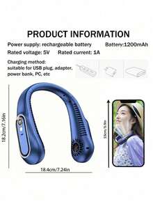 Smart Digital Display Bladeless Neck Fan, Lightweight Hair- Design, Portable Small Fan For Outdoor Sports, Fitness, Shopping, Indoor Office - Neck Fan - View 9