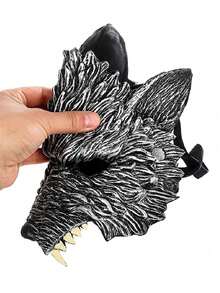 Halloween Wolf Mask, Adult Men & Women Halloween Horror Animal Half Face Werewolf Mask, Halloween Cosplay Costume Accessory, Party Dress Up, Halloween Costume Photo Prop - Silver - View 6