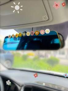 10pcs Flower Shaped Fabric Car Interior Sticker - Multicolor - View 4
