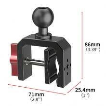 鋁合金 C 型夾附可拆卸 1 英吋球頭魔術臂延伸配件，相容 25.4mm 球頭轉接頭，適用於運動攝影機安裝 - 查看 5