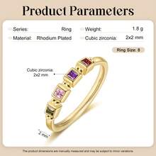 1pc Customized Gemstone Ring, Optional 2 To 5 Gemstones, Women's Gold Ring, Family Birthstone Ring, Personalized Jewelry, Gift For Mom - Multicolor - View 5