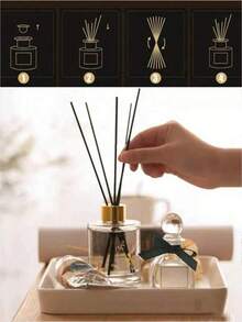 100pcs DIY Aromatherapy Diffuser Sticks, Black & White Wood Fiber Rattan Diffuser, 25cm, Suitable For Various Essential Oils, Aromatherapy Accessories, Home Decor, Home Air Freshener, Home Ornament - Multicolor - View 10