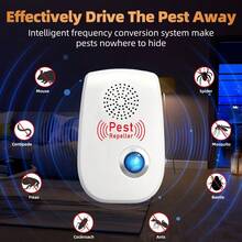 AI Ultrasonic Rodent Repeller, Household Insect Repellent, Ultrasonic Pest Control Device Suitable For Home And Commercial Multi-Scenario Use, USB Powered, Suitable For Home/Hotel/Warehouse Use Ultrasonic Mosquito Repeller - White - View 7