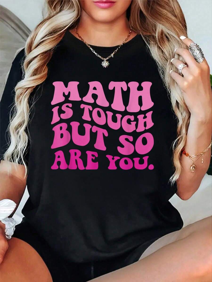 100% Cotton Math Is Tough But So Are You Back To School Math Teacher T-Shirt - Black 13 - View 1