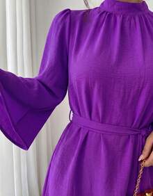 Women Midi Dresses - Purple - View 2