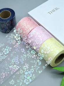 1 捲 5 碼新款幻彩漸層印花網格緞帶，禮品包裝與蝴蝶結製作配件 - A - 查看 2