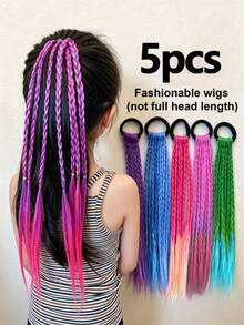 5pcs/2pcs Kids Hair Accessories Colorful Braided Ponytail Hair Ties Hair Bands Hair Accessories For Girls - Multicolor - View 17