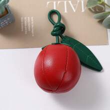 1pc Cute Thickened PU Litchi Grain Bag Charm, Green Knot Leaf Pendant, Student Handbag Key Chain - Multicolor - View 5