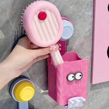 1pc Dopamine Face Towel Storage Box, No-Drill Suction Cup Toothbrush & Toothpaste Holder, Bathroom & Washroom Organizer - Multicolor - View 4