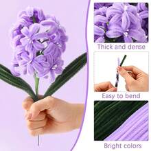 200/300/822 pièces Kit d'artisanat de bouquet de tiges en chenille violette & verte pour fleurs DIY, tulipes, lavande, fabrication de fleurs faites à la main, tiges douces et flexibles de qualité premium pour fête, vacances, décoration de cadeau d'anniversaire - Multicolore - Voir 3