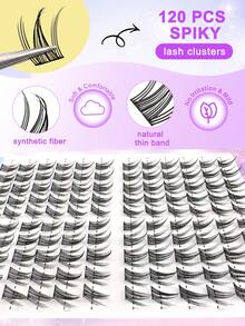 100 piezas de extensiones de pestañas individuales en racimo segmentado de longitud mixta de 11-13mm, extensiones de pestañas individuales puntiagudas - Negro - Ver 6
