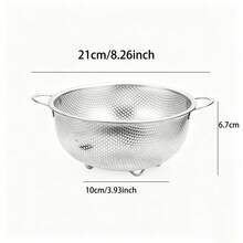 1 buah Saringan Dapur Stainless Steel, Tebal dan Anti Karat untuk Mencuci Sayuran & Buah. Desain Lubang Drainase Hemat Ruang, Cocok untuk Mencuci Beras dan Mengeringkan Buah; Hadiah Praktis yang Sangat Baik untuk Pecinta Masakan Rumahan. - Perak - View 9