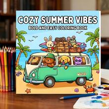 1 Libro de Atmósfera de Verano Cómoda: Libro de Colorear Audaz y Simple Adecuado para Adultos y Niños, con Escenas de Animales Lindos de Verano, Relajante y Calmante, 24 Páginas para Colorear, Experiencia de Coloreado Muy Simple y Cómoda, Adecuado para Amigos, Parejas y Familia, Adecuado para Fiestas, Halloween y Otras Festividades. Opción de Regalo Perfecta, Suministros de Pintura y Aprendizaje. - Página para colorear con ambiente veraniego agradable - Ver 2
