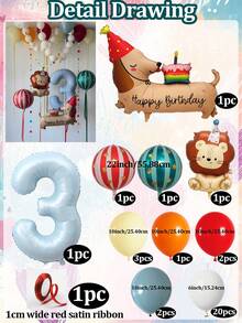 1 Set de Globos de Lámina Azul Claro Mate con Números, León de Cumpleaños & Estrella 4D, Pastel de Cumpleaños, Perro Salchicha, Paquete Combinado, Incluye Globos de Lámina Mate Azul Claro Números 0-9, Globos de Látex (Amarillo Macaron/Naranja/Rojo/Azul Vintage), Pastel de Cumpleaños Perro Salchicha, Globo de Lámina León de Cumpleaños Mate + Globo Estrella 4D de 22" con Rayas Rojas/Verdes, Globo de Lámina Rayas Rojas & Rosas de Carnaval - Multicolor. - Ver 18