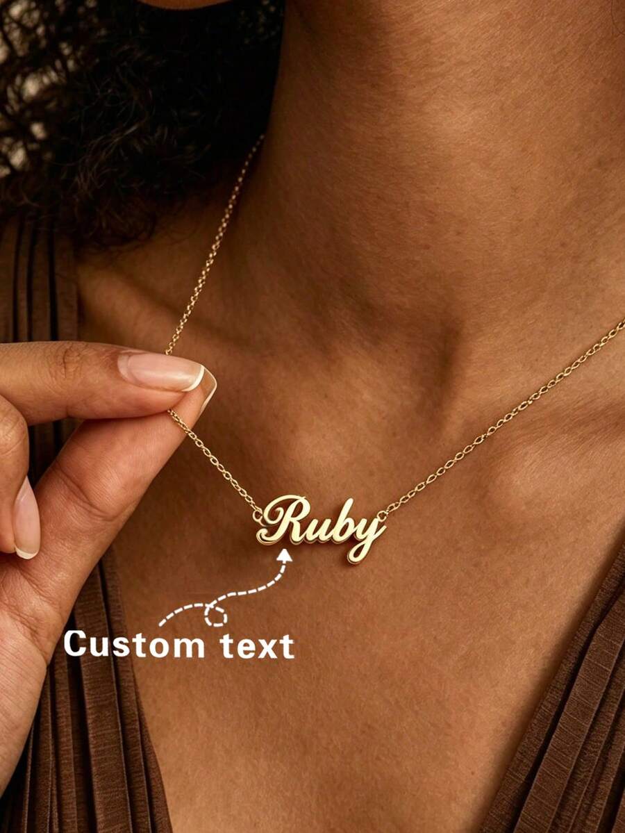 Personalized Fashionable Versatile Elegant Letter Customized Necklace, Gift For Friends, Lovers, Family, Birthday, Daily Wear, Anniversary, Party, Holiday - Gold Double Layer - View 1