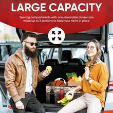 FORTEM Car And SUV Trunk Organizer - Car Storage Organizer - Large Foldable Box With 2 Compartments - Non-Slip Base - Adjustable Straps - Removable Lid (Black) - Desert Camouflage - View 4