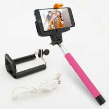 Aquarius Bluetooth Built-In Remote Camera Controls Expandable Selfie Stick, Pink - View 2