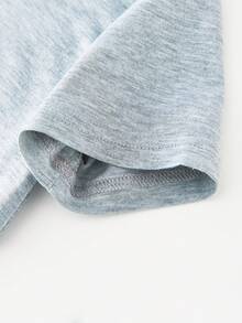 Girls' Round Neck T-Shirt With Letter And Flower Print "All My Hope Is In Jesus", Sweet And Versatile. - Grey - View 5