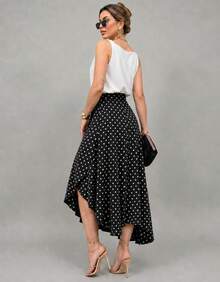 Long Wrap Skirt With Tie Fashion Blogger - Black Poa - View 4