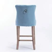 Set Of 2 Bar Stools With Velvet Upholstery / Medieval-Modern Style Bar Stools / Weight Capacity Up To 300 Lbs / High-Elasticity Foam / Suitable For Restaurants Or Kitchens - 淺藍色 - 查看 10
