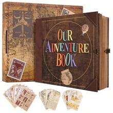 Our Adventure Book Retro Vintage, 146 Pages DIY Scrapbook Photo Album Travel Diary, Multipurpose Guestbook Memory Journal, Ideal Gift For Wedding Anniversary Travel Baby Friends Souvenir Keepsake - 復古色 - 查看 1