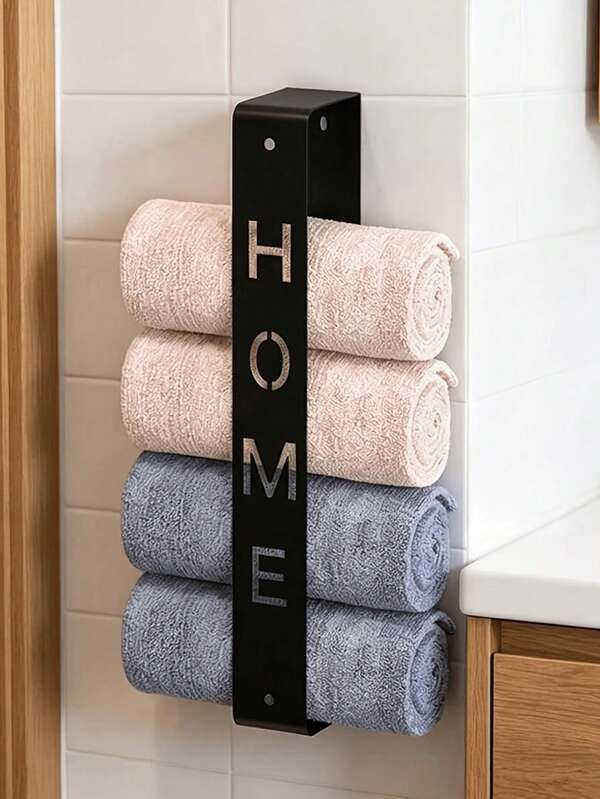 Barra de toallas enrollable, estante de toallas de baño montado en la pared, estantería de metal para baño, estante compacto para toallas de baño, estante de toallas montado en la pared, estante vertical montado en la pared para almacenamiento de rollos de toallas