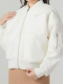 Nike Sportswear 柔軟舒適休閒人造皮毛絨感 純色短款立領雙面可穿 外套 女款 白色 - 白色 - 查看 3