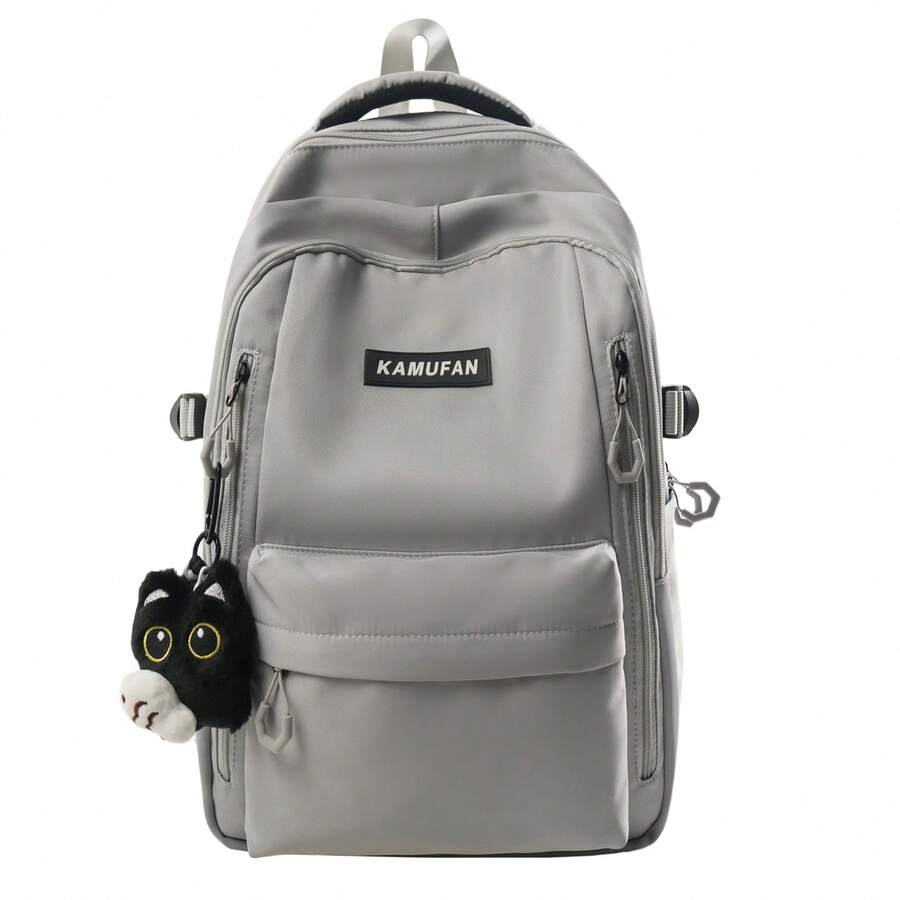 LECEY Women's Middle School High School College Student Large Capacity Backpack - Grey - View 1