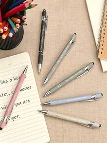 100pcs Customized Metal, Mixed Colors, Office Gifts, Nurses, Teachers, Colleague Team Building, Retirement Gifts, Capacitive Touch Writing Smoothly, Black Ink School Supplies, Back To School, Personalized, Mother's Day Gift, Graduation Gift - 彩色 - 查看 5
