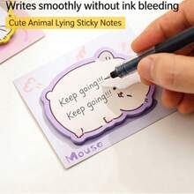 Cartoon Animal Shaped Sticky Notes, Multiple Cute Patterns, Thick Paper No Bleed Through, Moderate Adhesion. Suitable For Notes, Bullet Journal, Memo, Macaron Soft Background Color, Student And Office Use, Cute And Practical. School Supplies - A - View 2