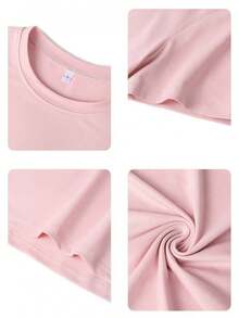 Spring And Summer Collection With A Short Sleeve Round Neck T-Shirt Decorated With An Adorable Paw Print Design On The Back, Perfect For Casual And Versatile Use. - Pink - View 5