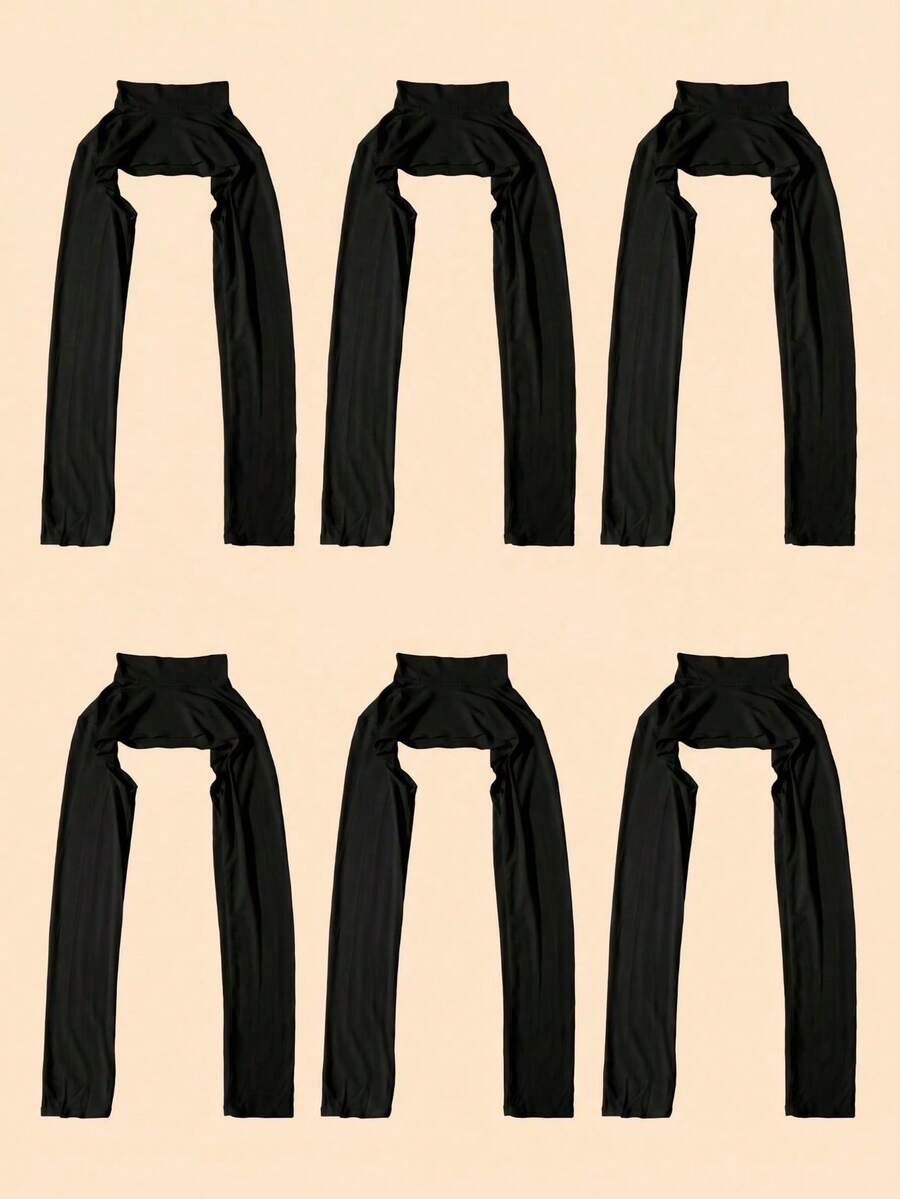 6pcs/Pack Solid Color Shoulder-Connected Arm Sleeves, Conservative High Neck Sleeveless Long Sleeve Arm Covers, Casual Outdoor Daily Wear For All Seasons