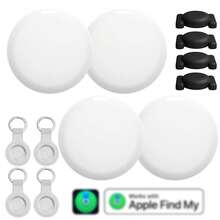 Air Tracker 物品追踪标签 - 1/2/4 件装，钥匙查找器定位器，兼容 Apple Find My（仅限 iOS），可更换电池，适用于钥匙、行李、包袋、钱包的追踪标签（黑色/白色） - ET-多色 - 查看 24