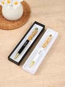 Customizable Metal Ball Pen, Personalized Teacher Pen, Customized Neutral Pen (With Gift Box) - Surprise Gift For Friends, Classmates, Family, Creative Gift, Customizable Writing Pen, Christmas Gift, Friends, Couples, Home, Office, Corporate Gift - 1 Pen + 1 Pencil Case - View 3