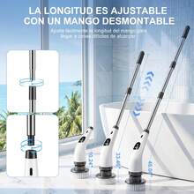 Cepillo Electrico para Baño Limpieza, Cepillos Electricos de Limpieza con 8 Cabezas de Cepillo Reemplazables, Larga Duración, Mango Ajustable para Tina Cocina, IPX8 Resistente al Agua - 1 - Ver 6