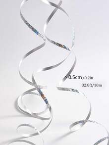 5pcs-10m Silver Polka Dot Ribbon Roll Balloon Accessories, Balloon Ribbon, Decorative Roll, Roll, Ribbon - Silver - View 6