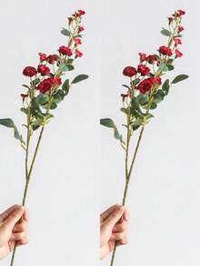2pcs Artificial Wild Rose Plant Decor, Realistic UV-Resistant Faux Multi-Flower Roses, Suitable For Wedding Bridal Engagement, Birthday Holiday Party Decoration, Farmhouse Style, Living Room, Tabletop Centerpiece, Vase Home Decor - Multicolor - View 12