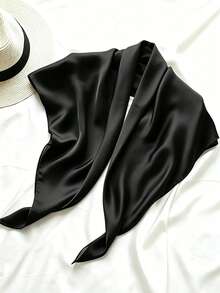 1pc 90cm*90cm Minimalist Classic Silk Print Bandana Scarf For Women, Fashionable Professional Neck Scarf, Casual Versatile Headwrap, Bag Accessory, Suitable For Business Meetings/Leisure Travel/Holiday Gatherings - Multicolor - View 7
