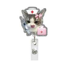1pc Cat Retractable Badge Reel, Doctor Nurse ID Card Holder Clip - Multicolor - View 7