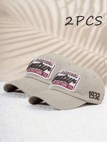 2 buah Topi Baseball Unisex dengan Bordir Huruf TEATUR, Pelindung Matahari, Bernapas, Ukuran Dapat Disesuaikan, Serbaguna untuk Fashion Sehari-hari dan Streetwear - 2 buah warna krem + krem - View 17