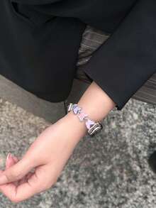 1pc Women's Summer Vacation Style Multi-Functional Shiny Butterfly Chain Watch Band, Compatible With Band 8 Pro/9 Pro, 8/8 NFC/9/9 NFC/10/10 NFC, Watch4/Watch5/Watch6 - Purple - View 8