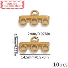 10pcs 18K Gold Plated Stainless Steel Multi-Hole Bar Connectors, Fade-Resistant DIY Jewelry Findings - Stainless Steel Porous Connection - View 12