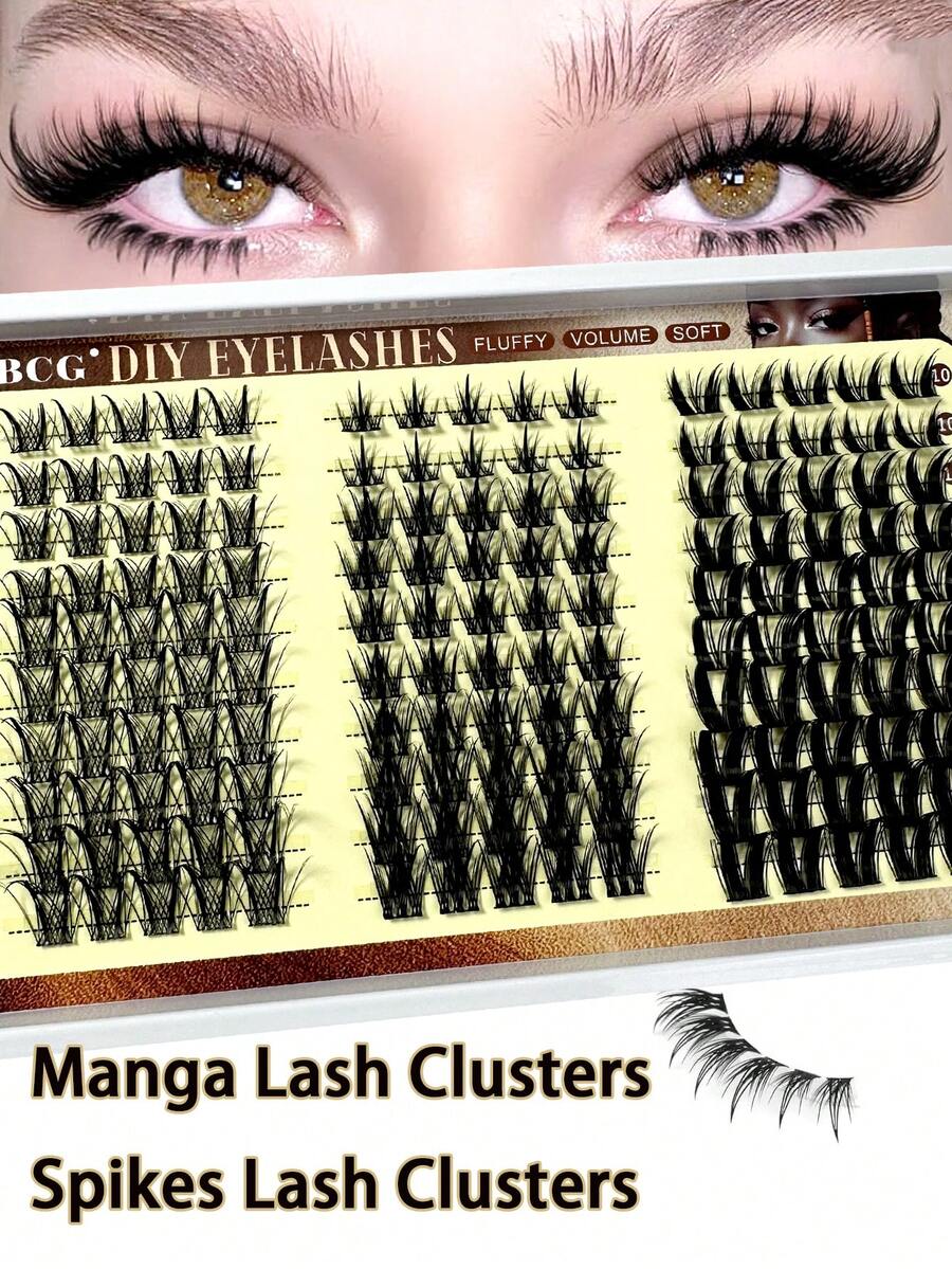 150pcs 6-in-1 Bulu Mata Palsu Gaya Kartun Berduri Berkelompok, Ekstensi Bulu Mata Berduri Tunggal Unik Gaya Kartun Tipis, Ekstensi Bulu Mata Gaya Anime Bervolume DIY D Curl 10-16mm