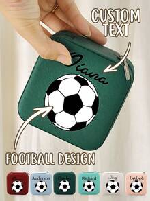 1pc World Cup Custom Soccer Jewelry Box – Personalized Name, UV Print, Zipper Closure, Perfect Fan Gift Souvenir - A11 - World Cup Football - View 2