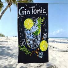 1pc Cool Beach Towel - Gin Tonic Pattern Bath Towel, Extra Large Size, Highly Absorbent, Summer Essential, Perfect For Beach, Pool, Picnic Use - Suitable As Mother's Day, Father's Day, Birthday, Summer Vacation Gift. - Multicolor - View 5