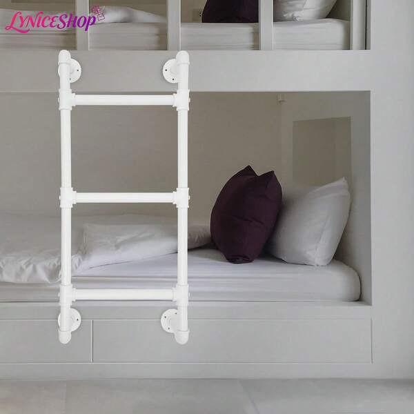 LYNICESHOP Escaleras de 3 Peldaños Montadas en Pared/Suelo, Escalera de Salida de Ventana de Sótano de 3.3FT/100CM para RV, Ático, Litera. (Blanco, 3 Peldaños) Regalo de Vacaciones (Stock en EE. UU.) Entrega talla grande rápida