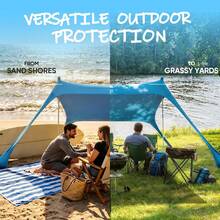 Beach Tent, Indoor Outdoor Portable Easy To Use Pop Up Canopy Upf50+ Sun Large Shelter Protection Stable Extra Windproof Ropes Carry Bag, For Friend Family Garden Lawn Yard Holiday Travel Camping Hiking Garden Picnics Fishing Backyard Fun Trips - Multicolor - View 9